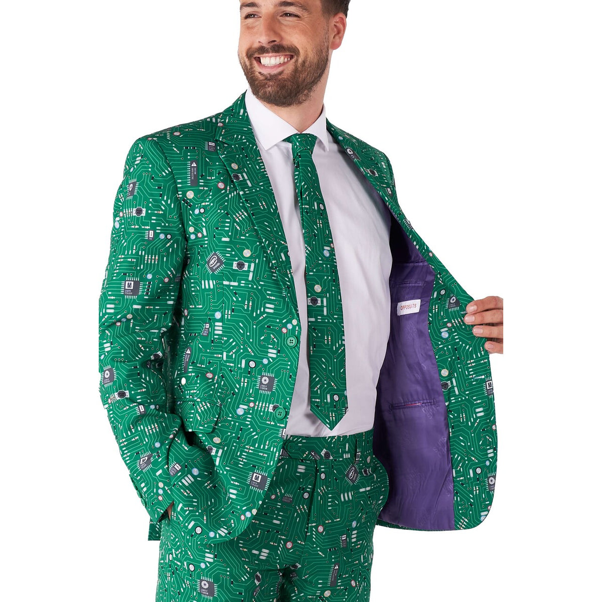 Op deze afbeelding zie je een Kostuums, van het merk Opposuits. Cool Circuit Man Kostuum