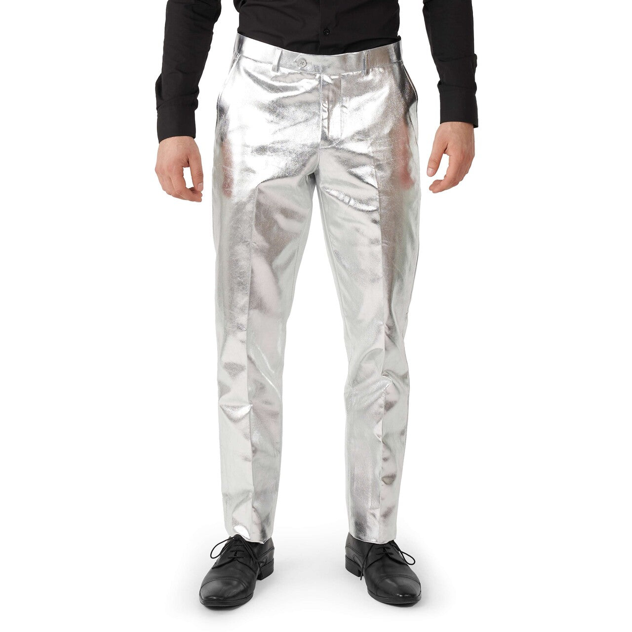 Op deze afbeelding zie je een Kostuums, van het merk Opposuits. Shiny Silver Man Kostuum