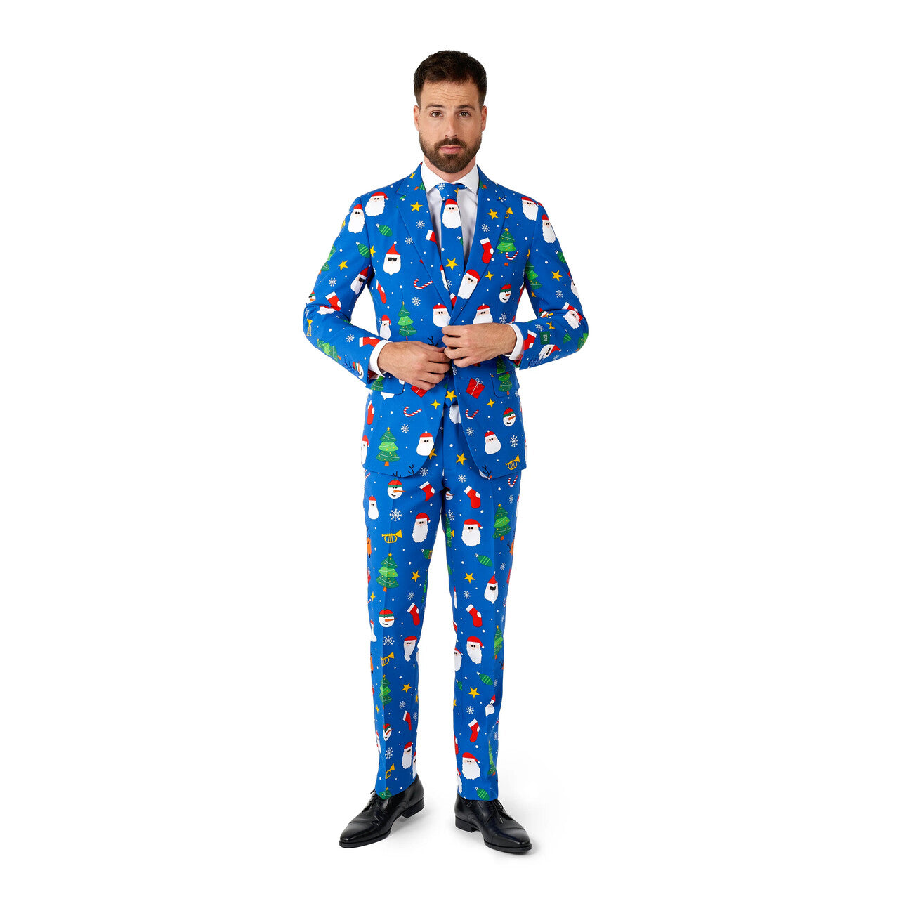 Op deze afbeelding zie je een Kostuums, van het merk Opposuits. Xmas Winter Warm Blauw Man Kostuum