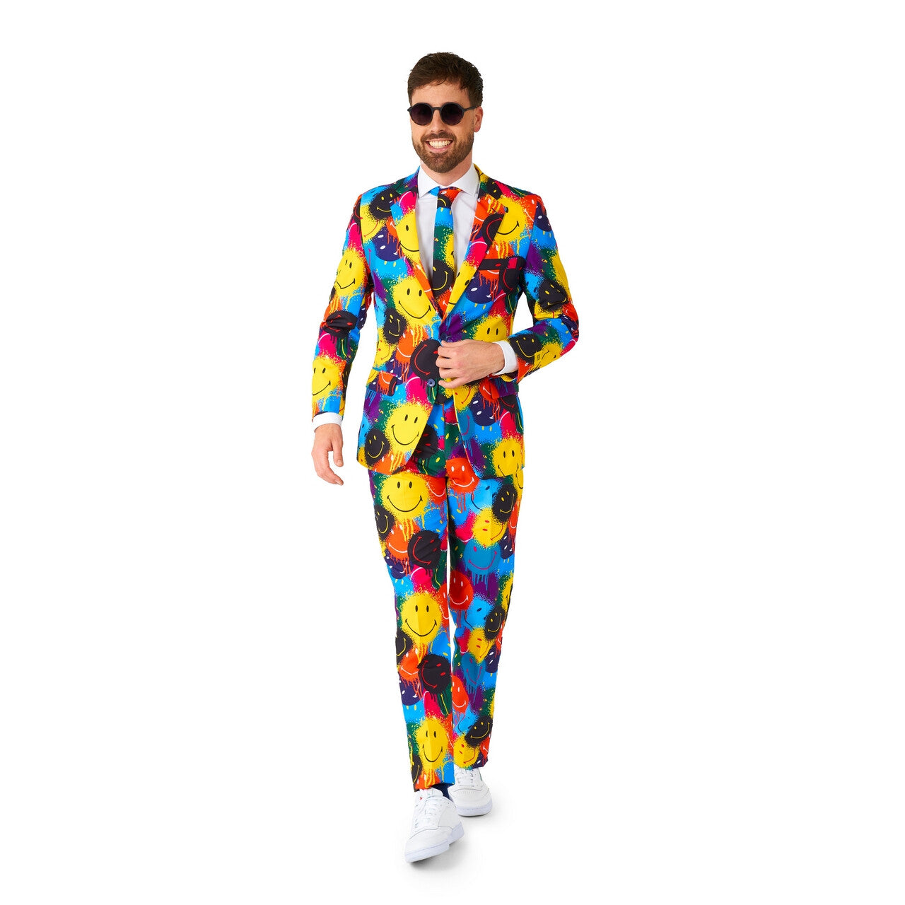 Op deze afbeelding zie je een Kostuums, van het merk Opposuits. Fallen In Smiley Paint Man Kostuum
