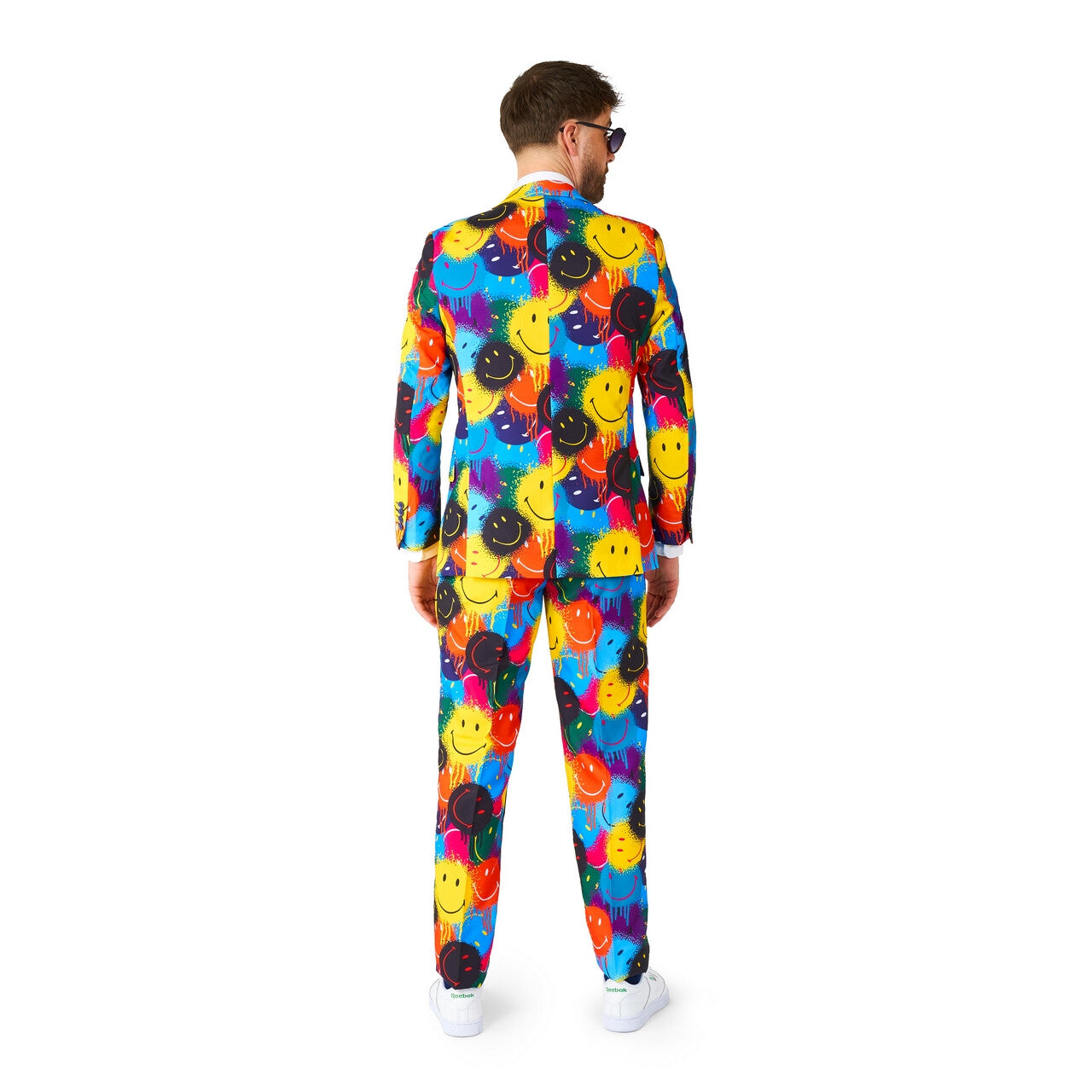 Op deze afbeelding zie je een Kostuums, van het merk Opposuits. Fallen In Smiley Paint Man Kostuum