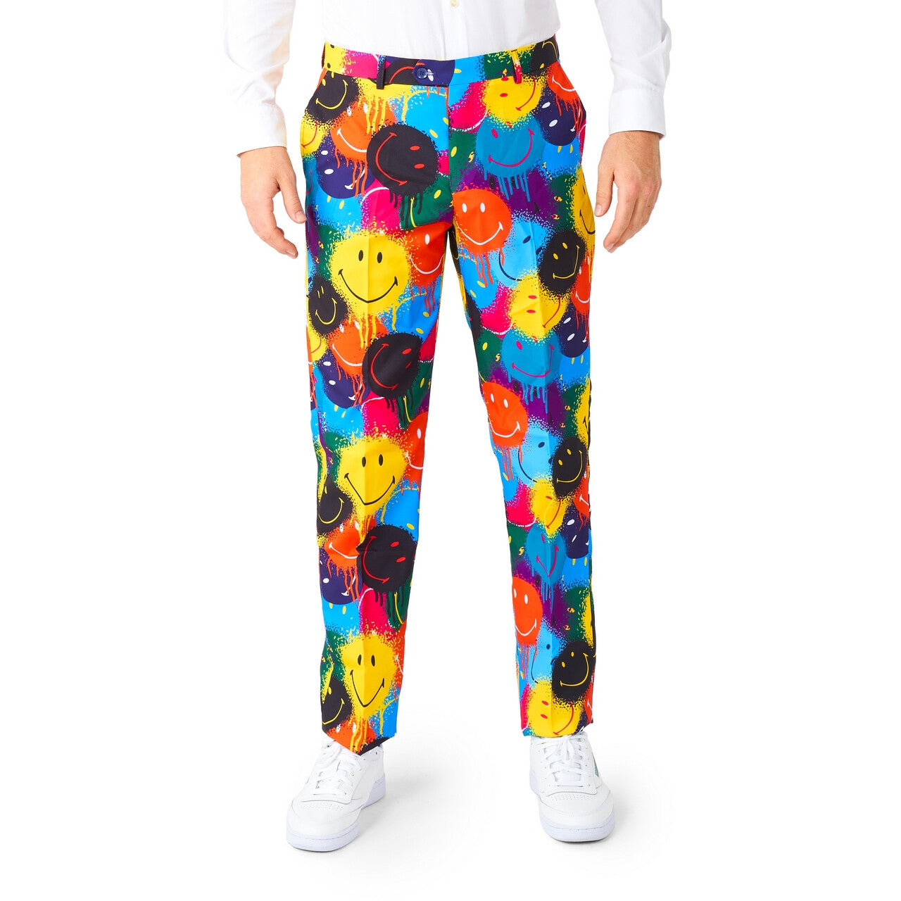 Op deze afbeelding zie je een Kostuums, van het merk Opposuits. Fallen In Smiley Paint Man Kostuum