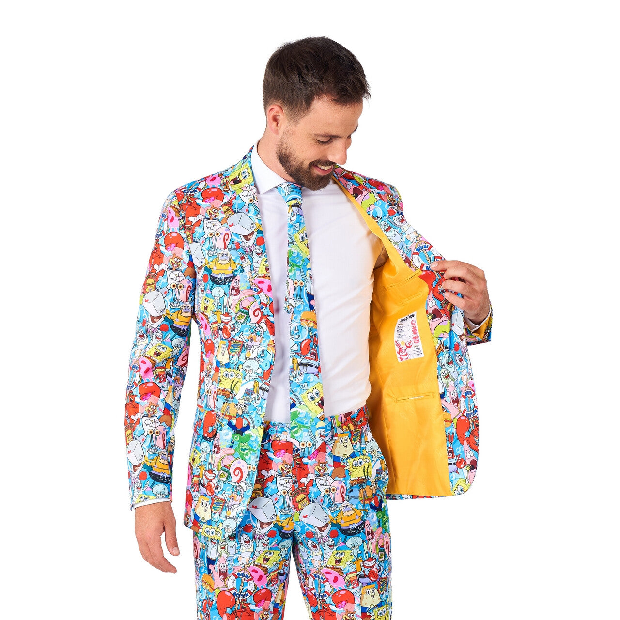 Op deze afbeelding zie je een Kostuums, van het merk Opposuits. Spongebob Whole Family Man Kostuum