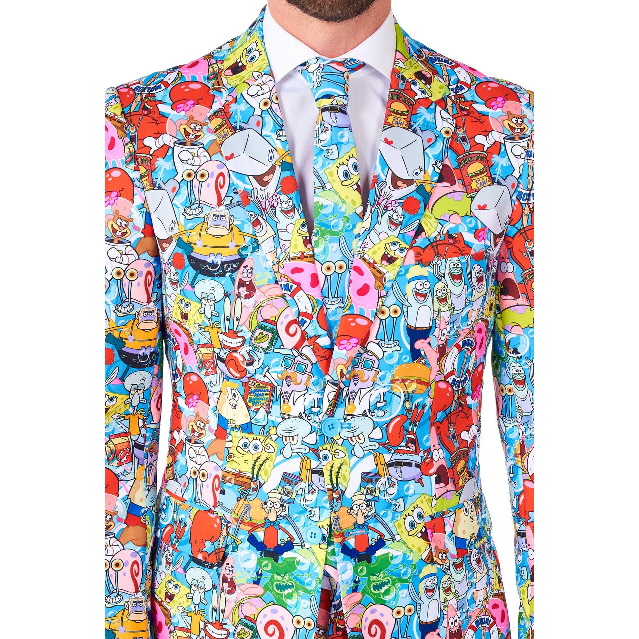 Op deze afbeelding zie je een Kostuums, van het merk Opposuits. Spongebob Whole Family Man Kostuum