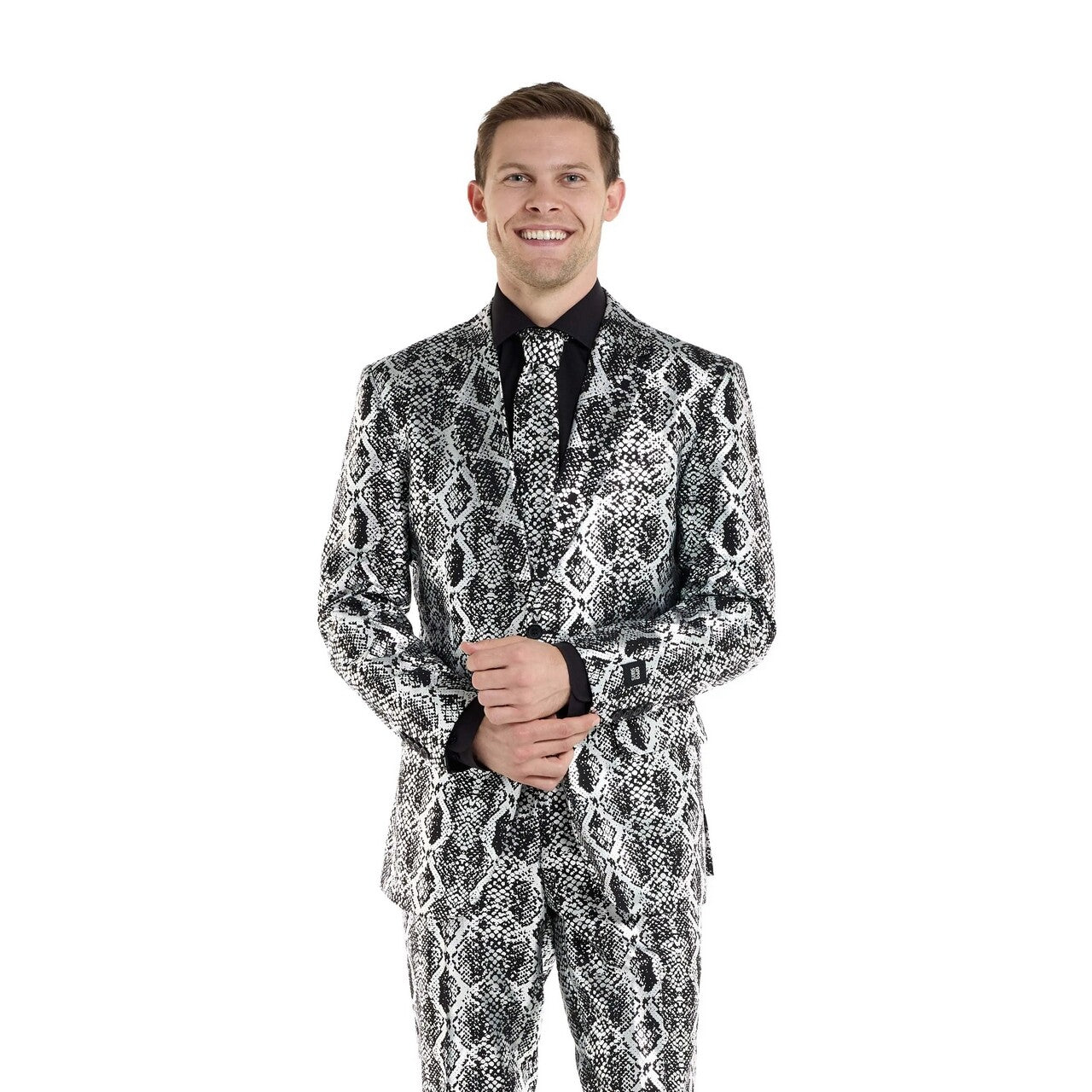 Op deze afbeelding zie je een Kostuums, van het merk Opposuits. Silver Snake Chique Man Kostuum