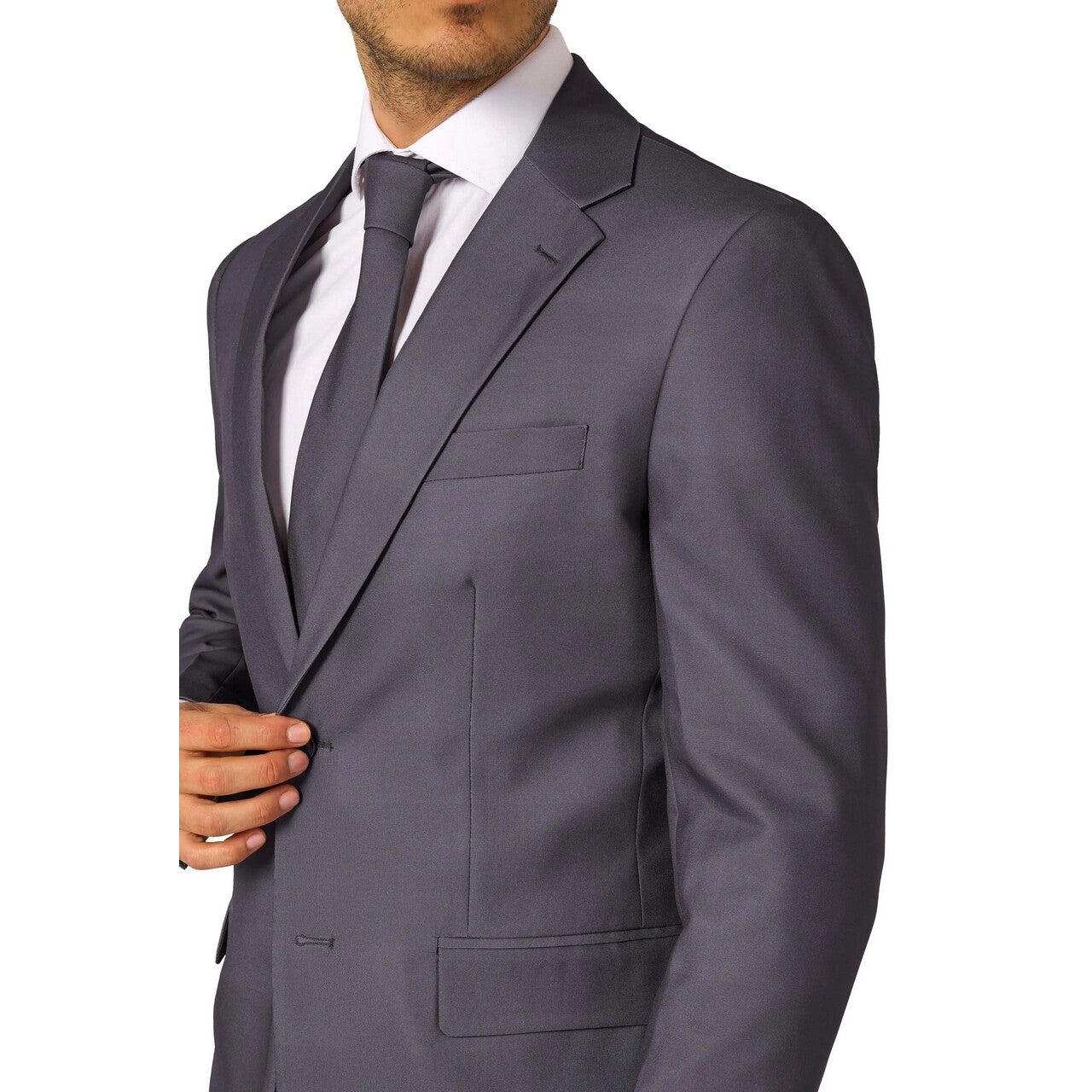 Op deze afbeelding zie je een Kostuums, van het merk Opposuits. Charcool Man Kostuum