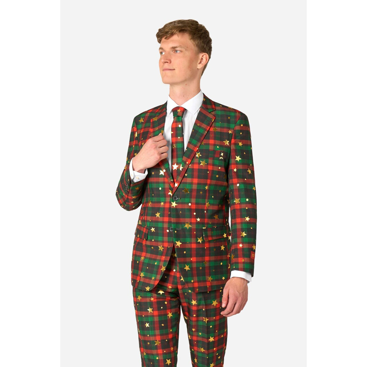 Op deze afbeelding zie je een Kostuums, van het merk Opposuits. Tartan Tidings Man Kostuum
