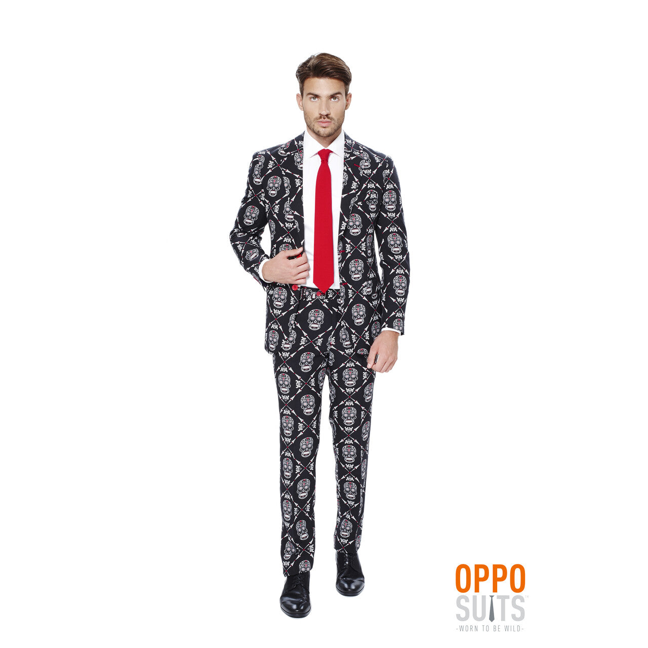 Op deze afbeelding zie je een Kostuums, van het merk Opposuits. Dia De Los Muertos Haunting Hombre Opposuit Man Kostuum