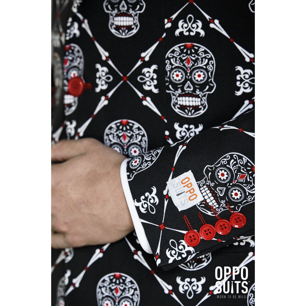 Op deze afbeelding zie je een Kostuums, van het merk Opposuits. Dia De Los Muertos Haunting Hombre Opposuit Man Kostuum
