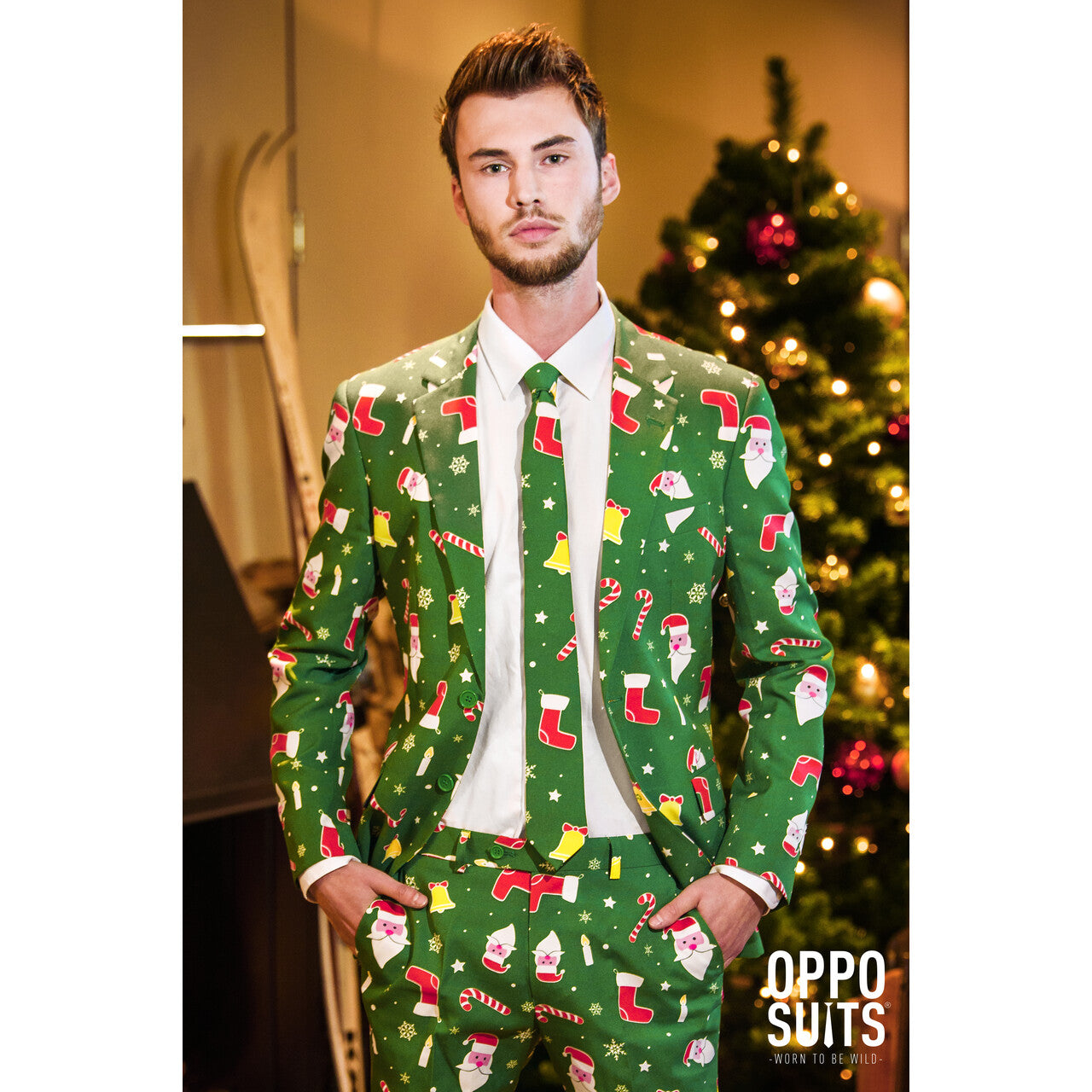 Op deze afbeelding zie je een Kostuums, van het merk Opposuits. Doldwaze Santaboss Kerst Opposuit Man Kostuum