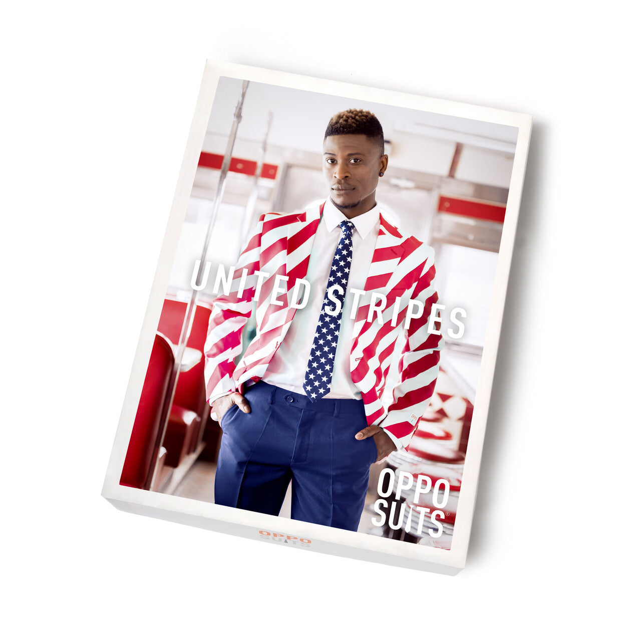 Op deze afbeelding zie je een Kostuums, van het merk Opposuits. USA United Stripes Opposuit Man Kostuum