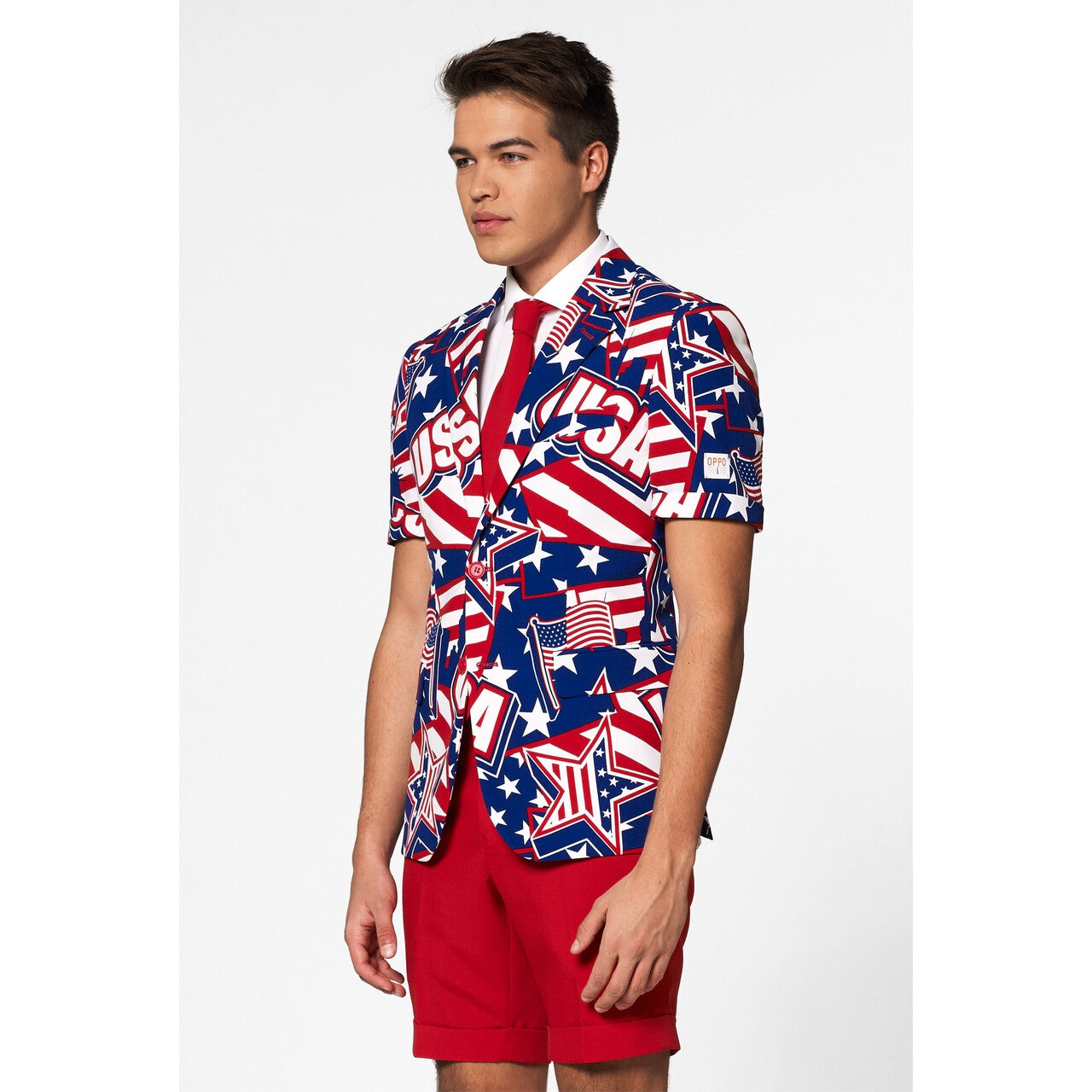 Op deze afbeelding zie je een Kostuums, van het merk Opposuits. Mighty Murica Zomer Man Kostuum