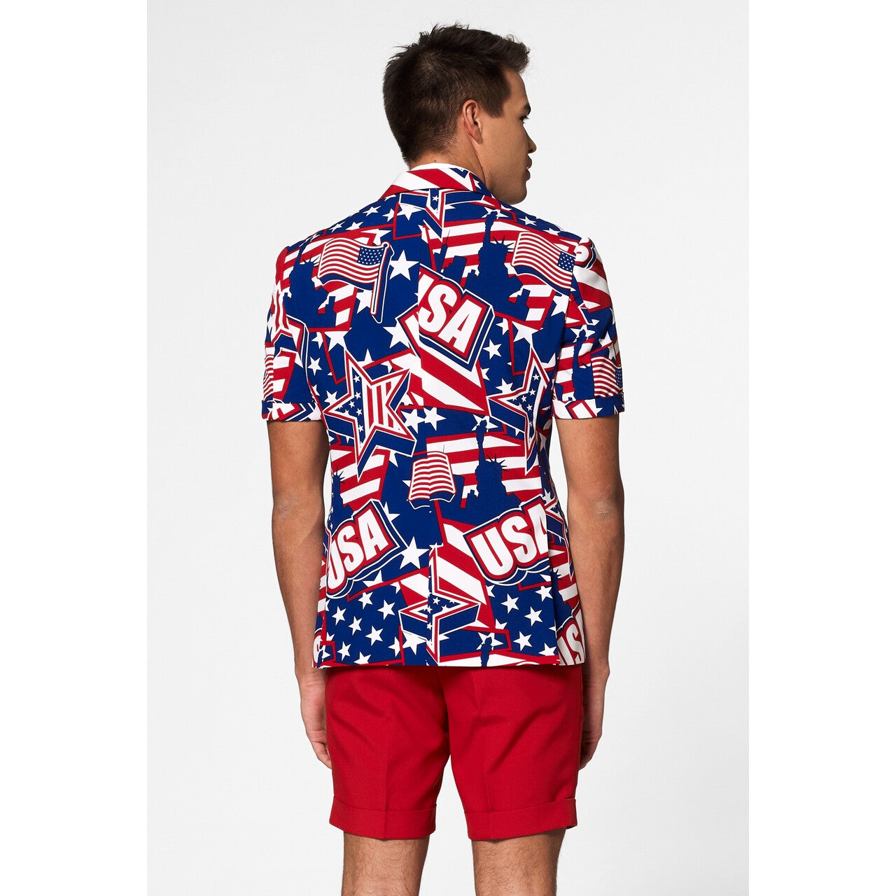 Op deze afbeelding zie je een Kostuums, van het merk Opposuits. Mighty Murica Zomer Man Kostuum