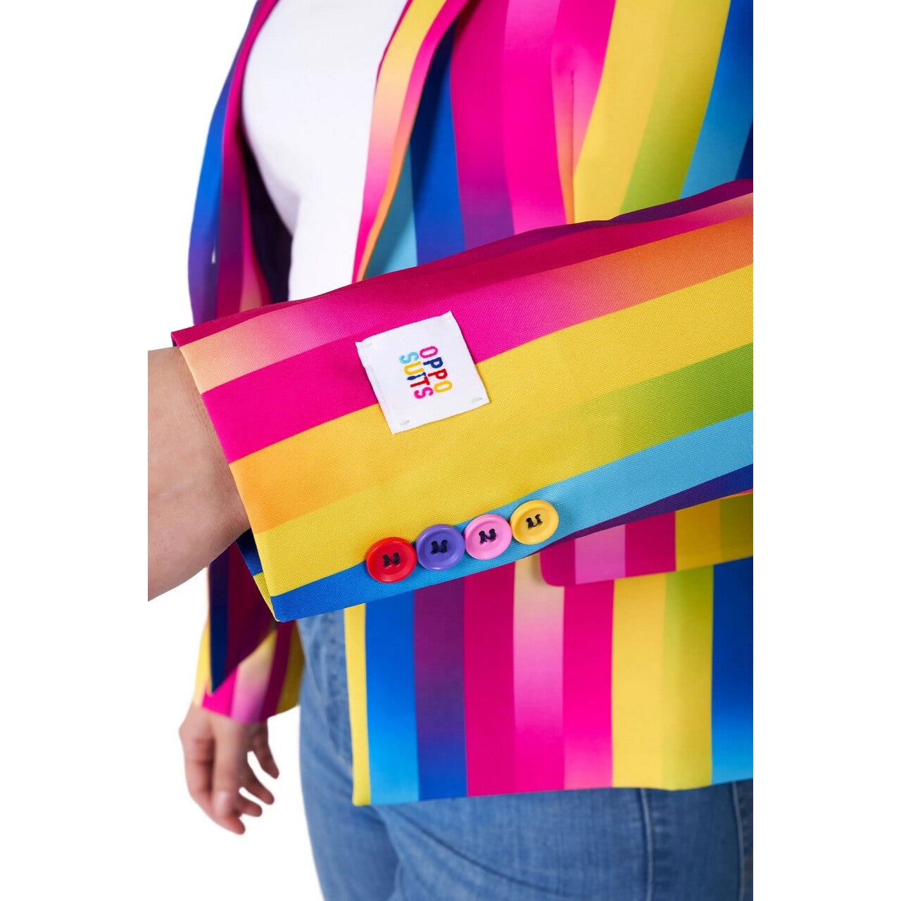 Op deze afbeelding zie je een Kostuums, van het merk Opposuits. Rainbow Glaze Korte Blazer Vrouw