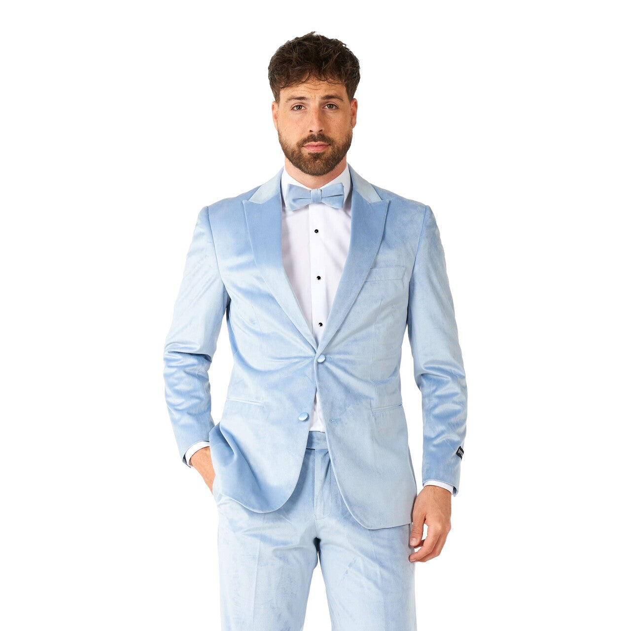 Op deze afbeelding zie je een Kostuums, van het merk Opposuits. Vintage Blue Velvet Man Kostuum