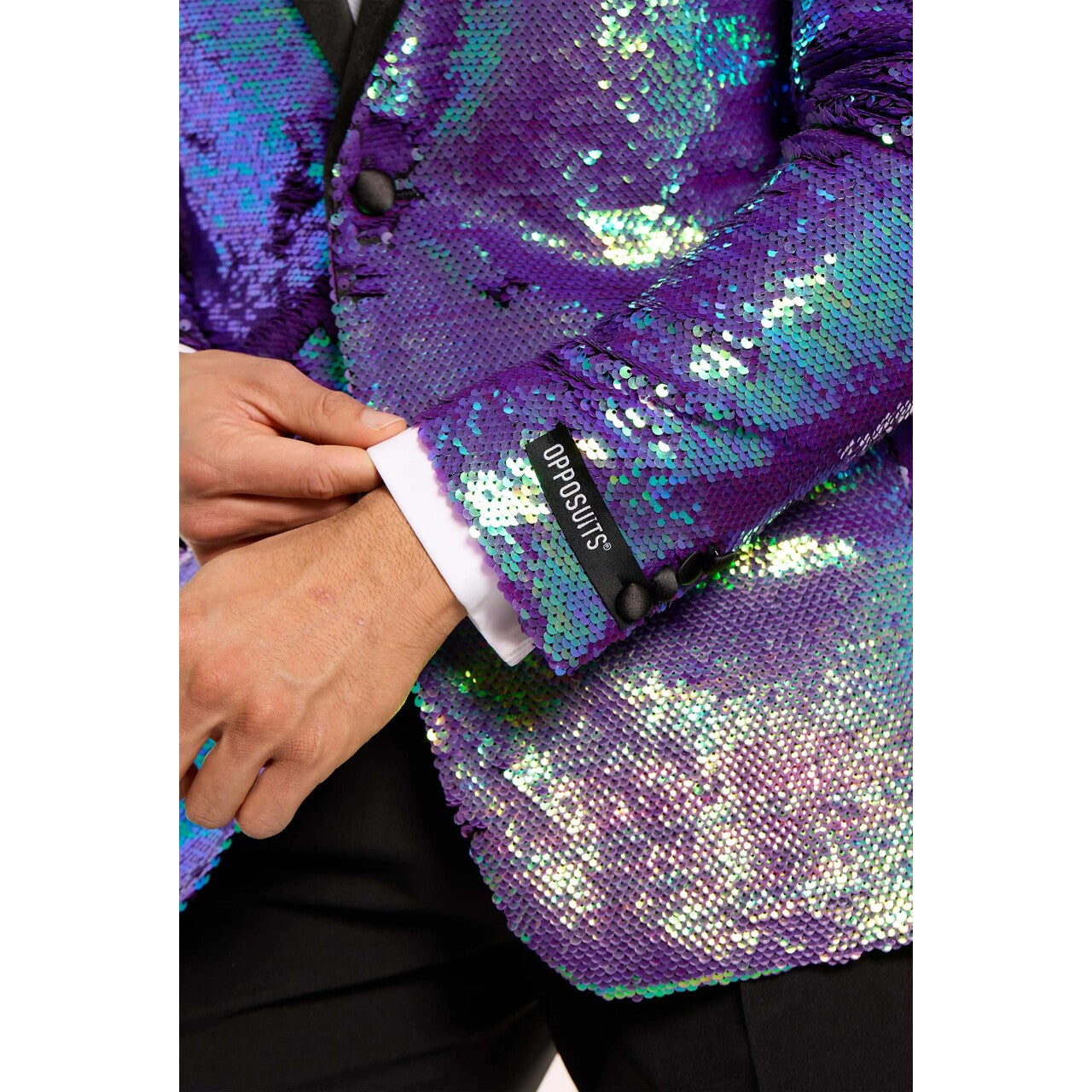 Op deze afbeelding zie je een Kostuums, van het merk Opposuits. Sapphire Sequins Mermaid Man Kostuum