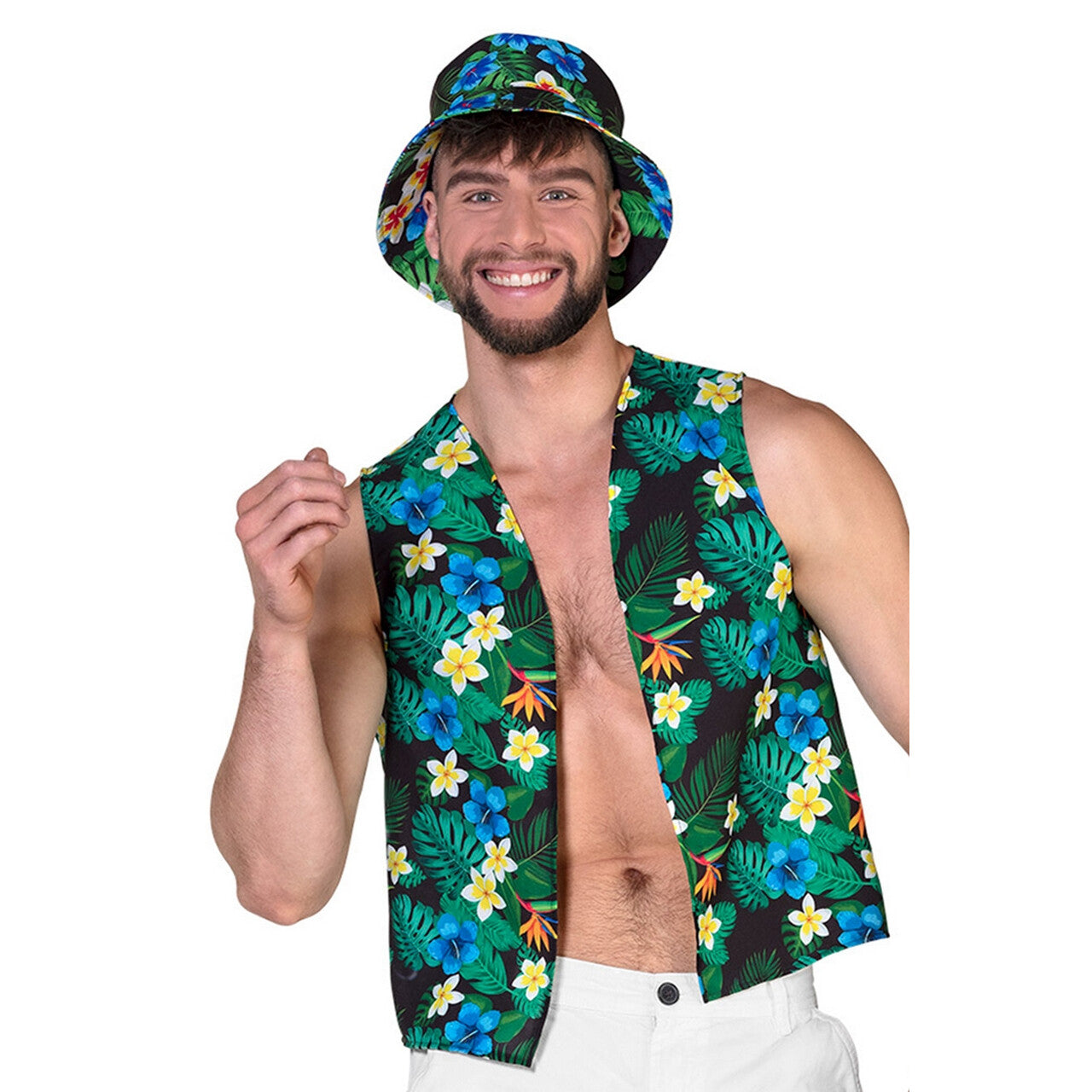 Op deze afbeelding zie je een Kostuums, van het merk PartyXplosion. Hot In Hawaii Set Man Kostuum