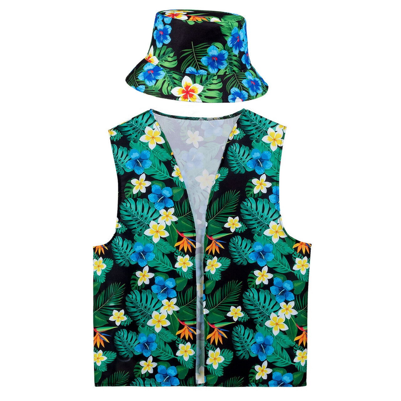Op deze afbeelding zie je een Kostuums, van het merk PartyXplosion. Hot In Hawaii Set Man Kostuum
