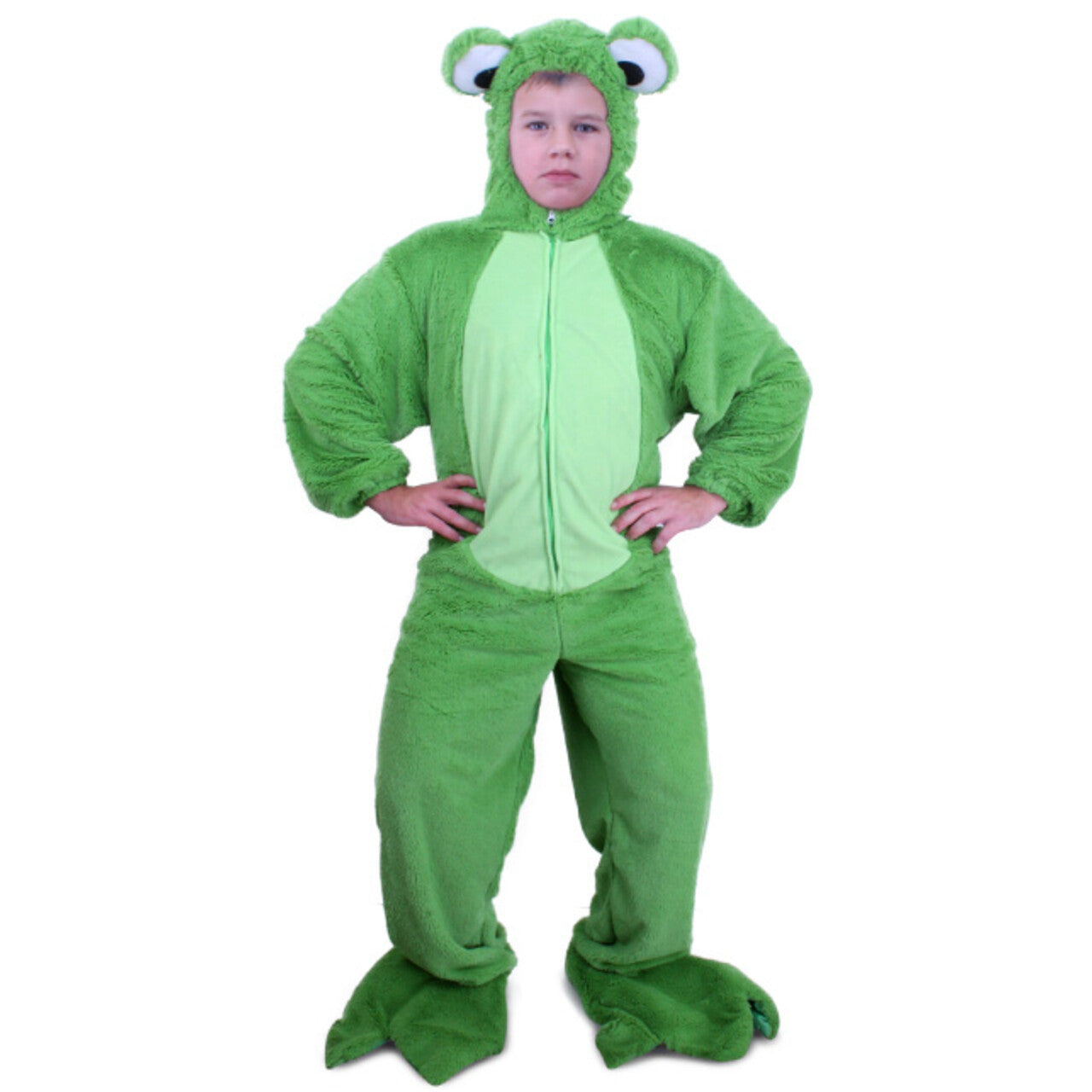 Op deze afbeelding zie je een Kostuums, van het merk PartyXplosion. Kika De Kikker Met Capuchon Kind Kostuum