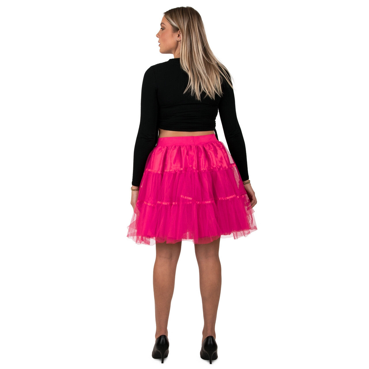 Op deze afbeelding zie je een Kostuums, van het merk PartyXplosion. Zuurstok Roze Petticoat Neon 45 Centimeter Vrouw