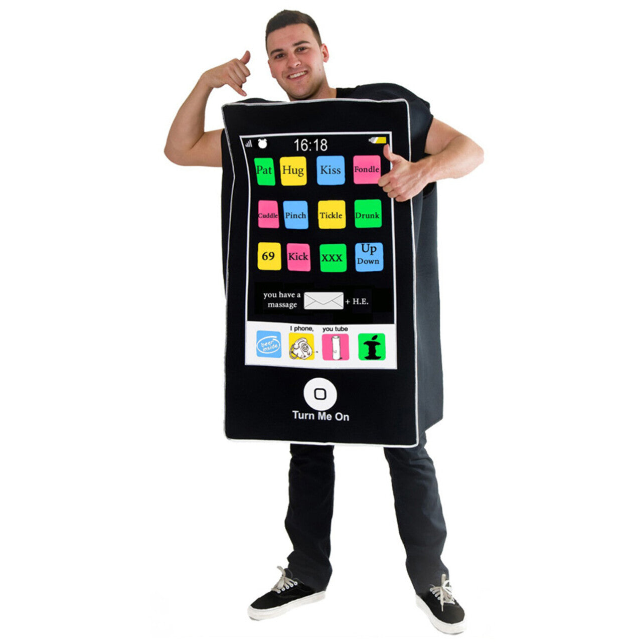 Op deze afbeelding zie je een Kostuums, van het merk PartyXplosion. Geniale Smartphone Kostuum
