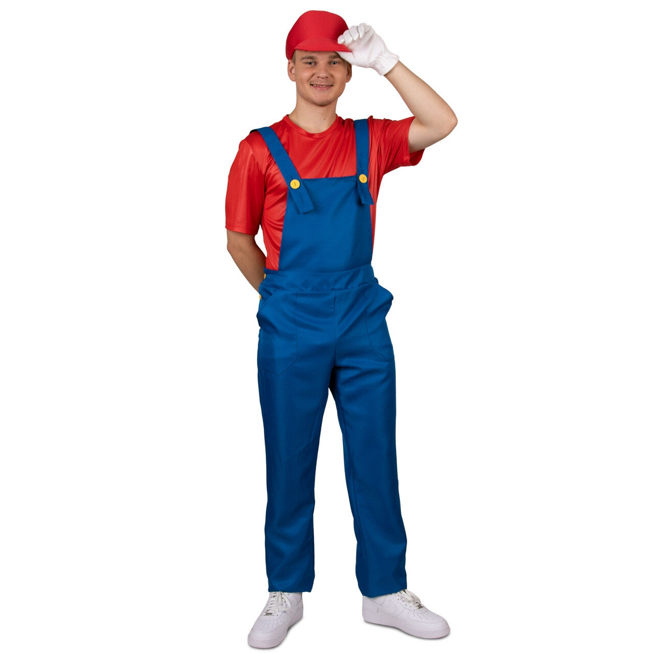 Op deze afbeelding zie je een Kostuums, van het merk PartyXplosion. Blauwe Werk Tuinbroek Man