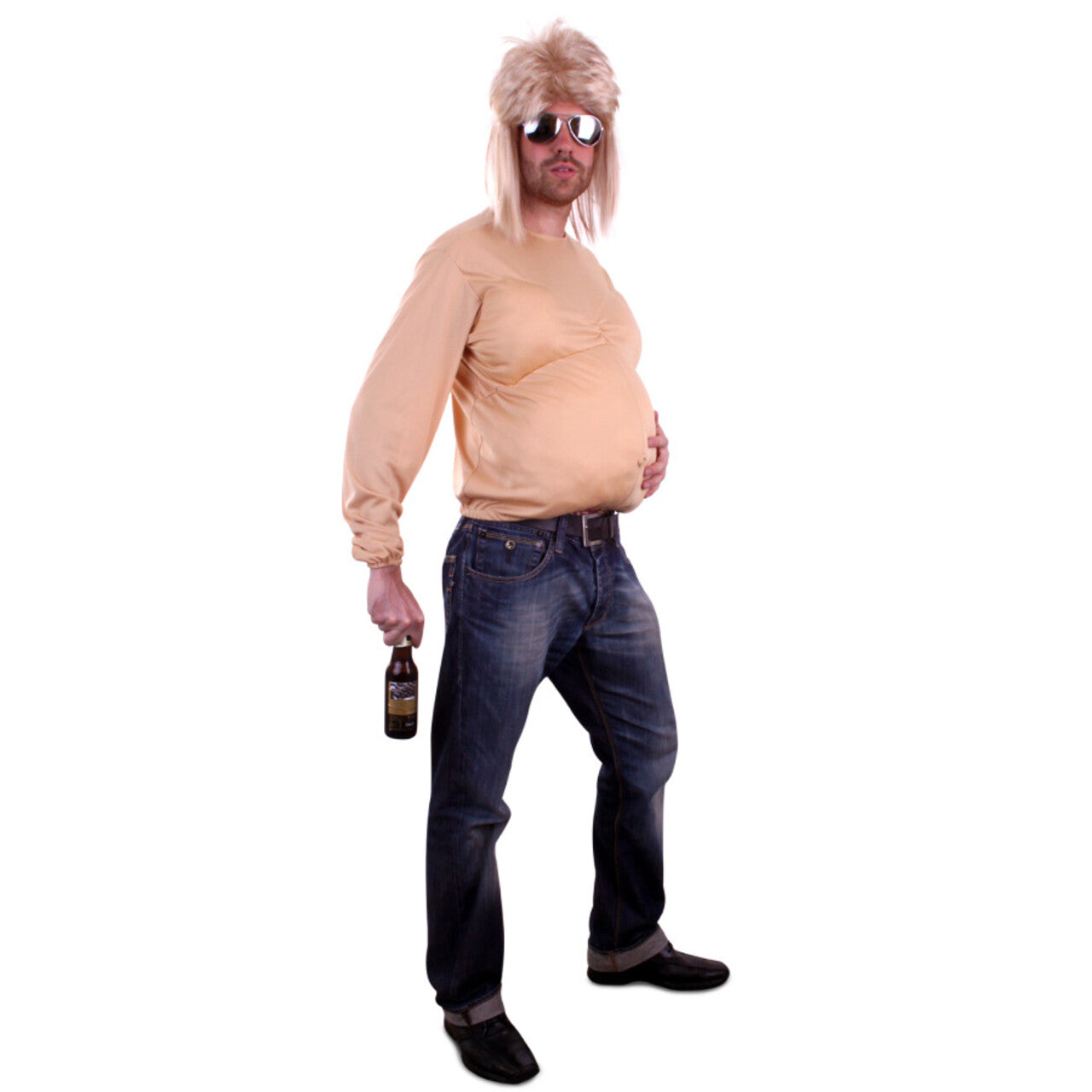 Op deze afbeelding zie je een Kostuums, van het merk PartyXplosion. Bierbuik Shirt Met Mouwen Stof Man