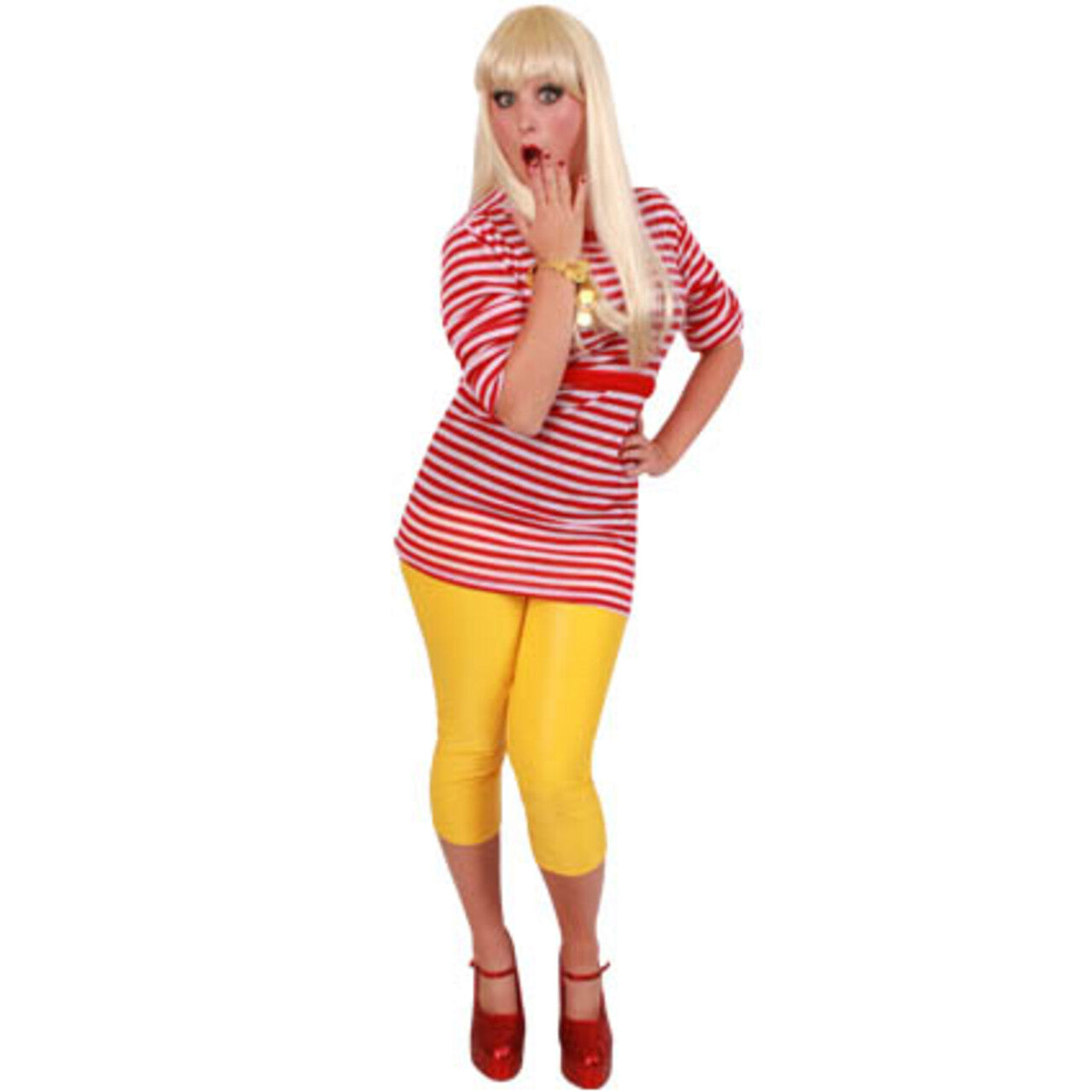 Op deze afbeelding zie je een Kostuums, van het merk PartyXplosion. Dorustrui Rood / Wit Luxe Lange Mouw Vrouw