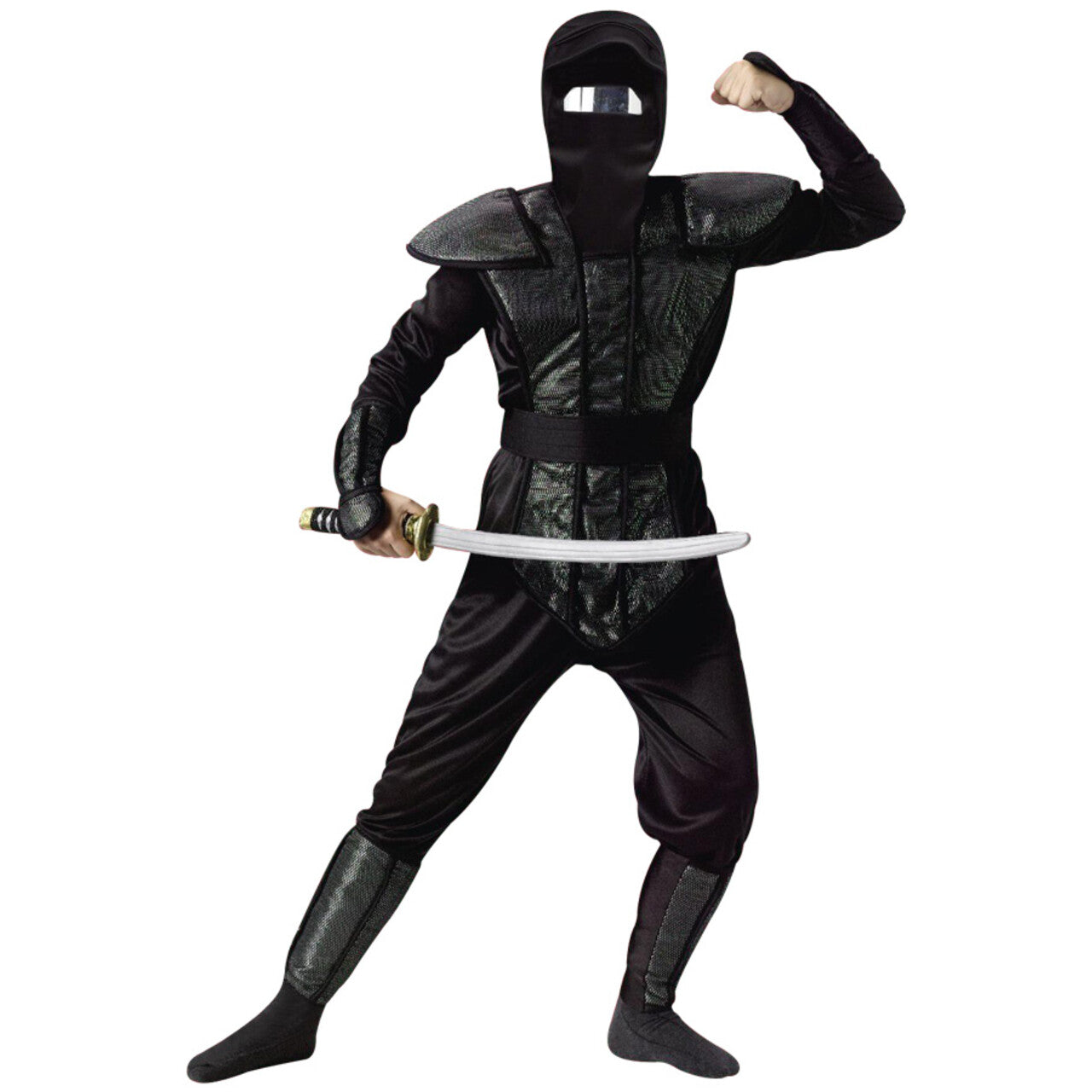 Op deze afbeelding zie je een Kostuums, van het merk PartyXplosion. Strijdbare Futuristische Ninja Man Kostuum