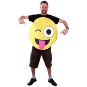 Op deze afbeelding zie je een Kostuums, van het merk PartyXplosion. Emoticon Smiley Kostuum Uitgestoken Tong