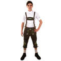 Lederhose Brown Deluxe Drei Viertel Mit Grünem Stickerei Herren