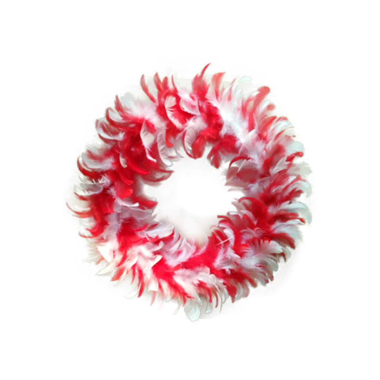 Op deze afbeelding zie je een Decoratie, van het merk PartyXplosion. Veren Krans Rood Wit 30 Centimeter