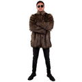 Endlose Sibirische Winterpool -Pelzjacke Braun Herren