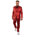 Glänzendes Metallic-Rot Ensemble 3 -Teile Herrenkostüm