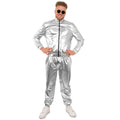 Space Glanz Trainingsanzug Silber Herrenkostüm