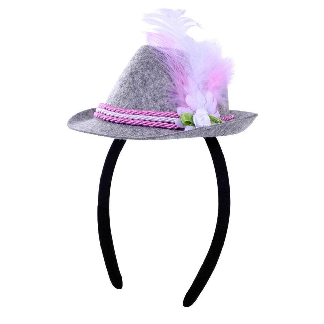 Op deze afbeelding zie je een Accessoires, van het merk PartyXplosion. Diadeem Tiroler Hoedje Roze