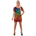 Schillerndes Glitzer -Regenbogenkleid Damenkostüm