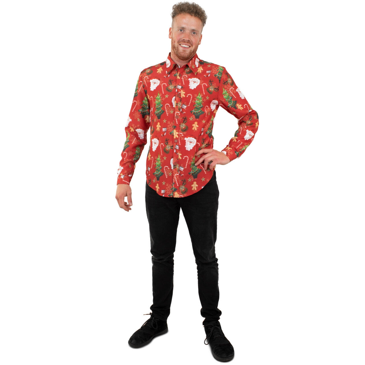 Op deze afbeelding zie je een Kostuums, van het merk PartyXplosion. Xmas Kerstman Vet Net