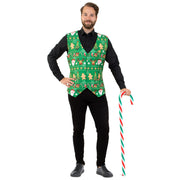Op deze afbeelding zie je een Kostuums, van het merk PartyXplosion. Kerst Best Vest Groen Man