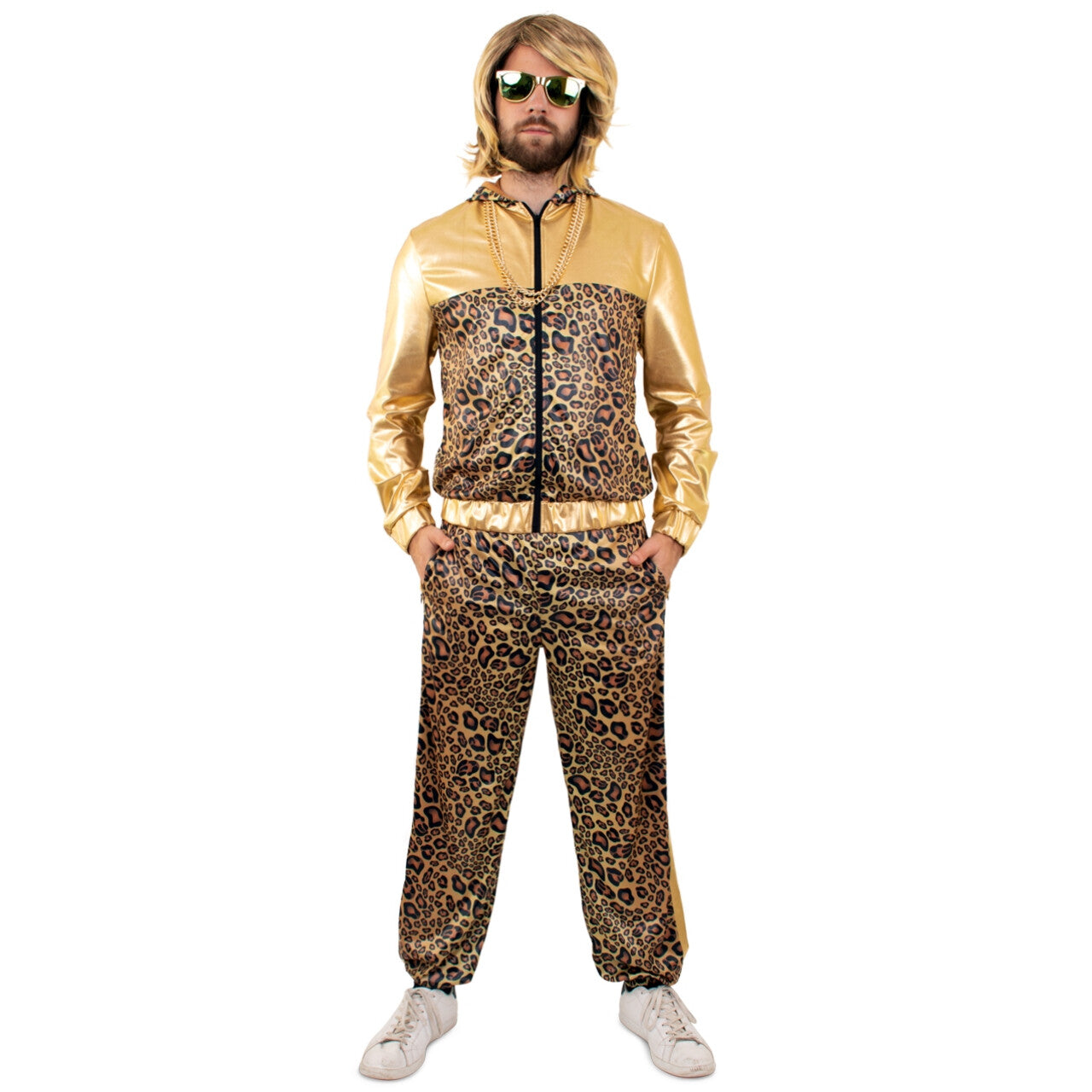 Op deze afbeelding zie je een Kostuums, van het merk PartyXplosion. Gouden Panter Sport Stijl Icoon Kostuum