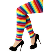 Op deze afbeelding zie je een Kostuums, van het merk PartyXplosion. Vrolijke Kleurige Gestreepte Legging Annika Vrouw