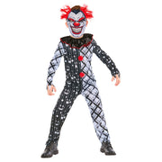 Op deze afbeelding zie je een Kostuums, van het merk Rubies. Monochrome Sinister Clown Jongen Kostuum