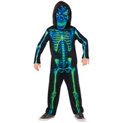 Op deze afbeelding zie je een Kostuums, van het merk Rubies. Neon Green Skeleton Jongen Kostuum