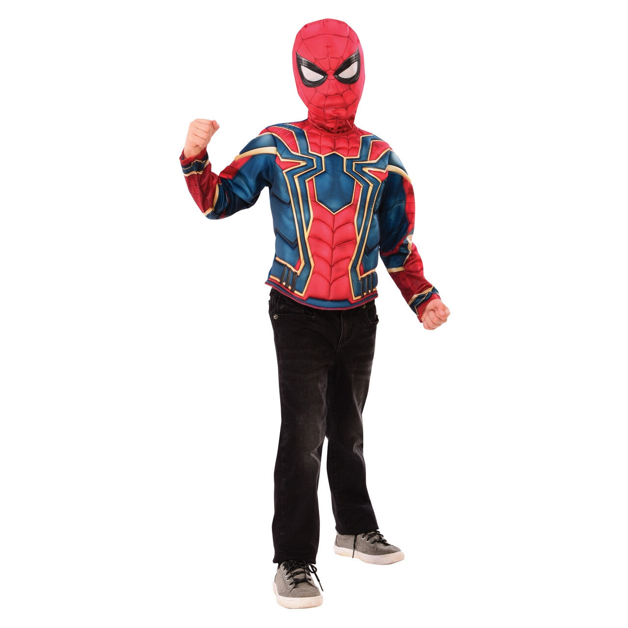 Op deze afbeelding zie je een Kostuums, van het merk Rubies. Iron Spider Spiderman Kind Kostuum