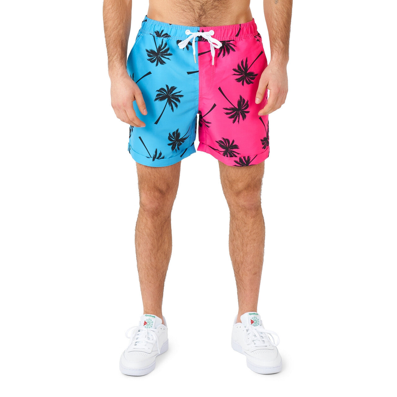 Op deze afbeelding zie je een Kostuums, van het merk Opposuits. Helemaal Home Met Een Palmboom Roze Blauw Man Kostuum