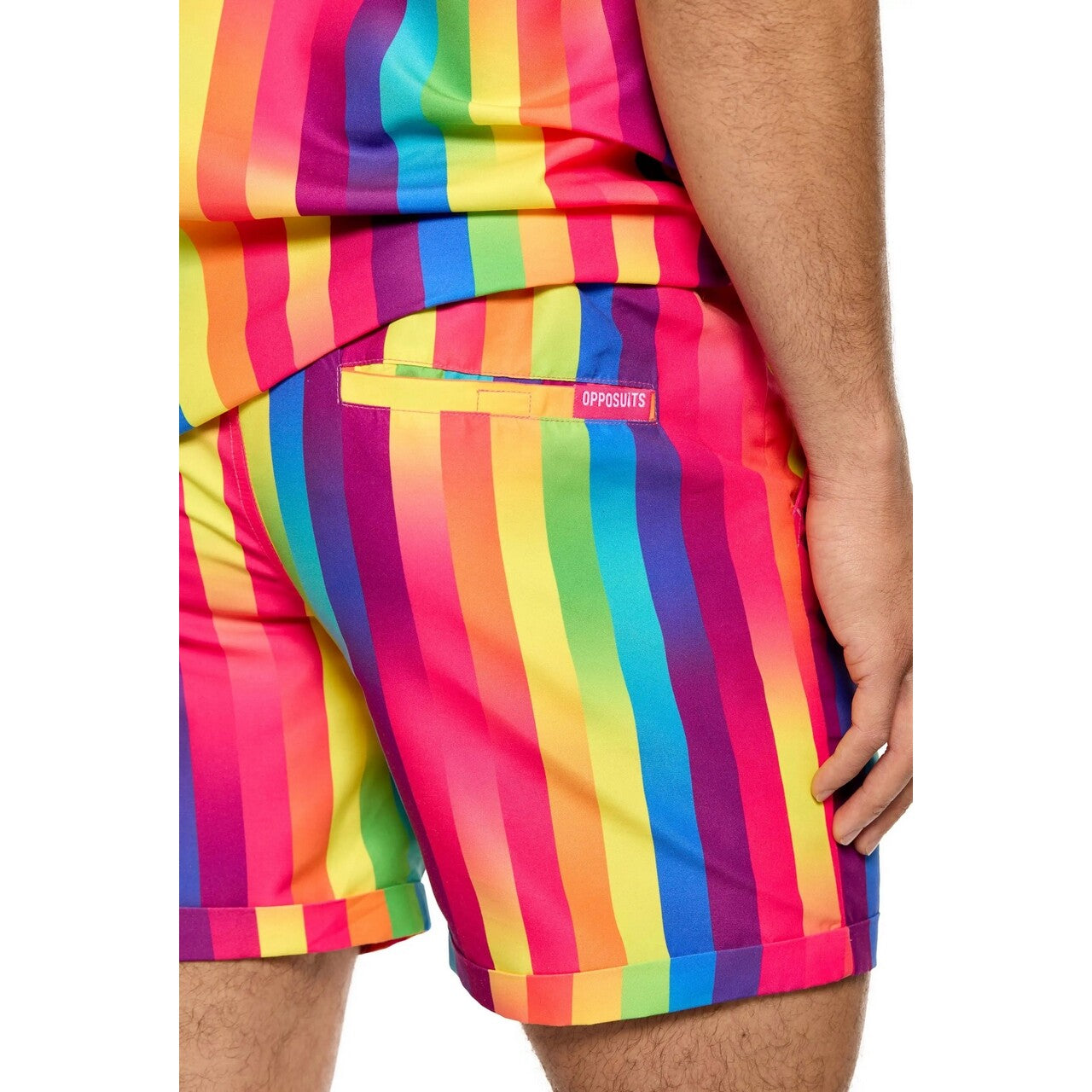 Op deze afbeelding zie je een Kostuums, van het merk Opposuits. Rainbow Glaze Festival Time Man Kostuum