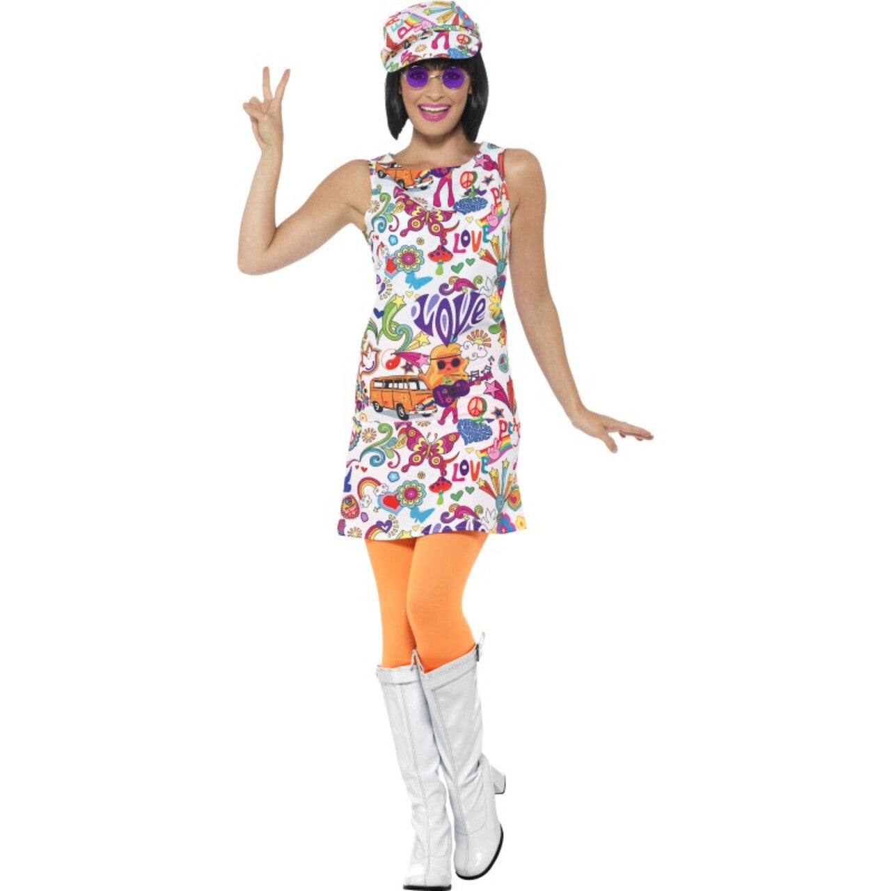 Op deze afbeelding zie je een Kostuums, van het merk Smiffy's. Nice Trip Hippie Vrouw Kostuum