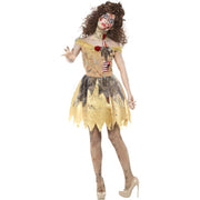 Op deze afbeelding zie je een Kostuums, van het merk Smiffy's. Gevallen Gouden Zombie Fee Vrouw Kostuum
