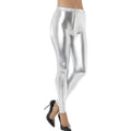 Silberne Metallic-Disco Leggings Damen