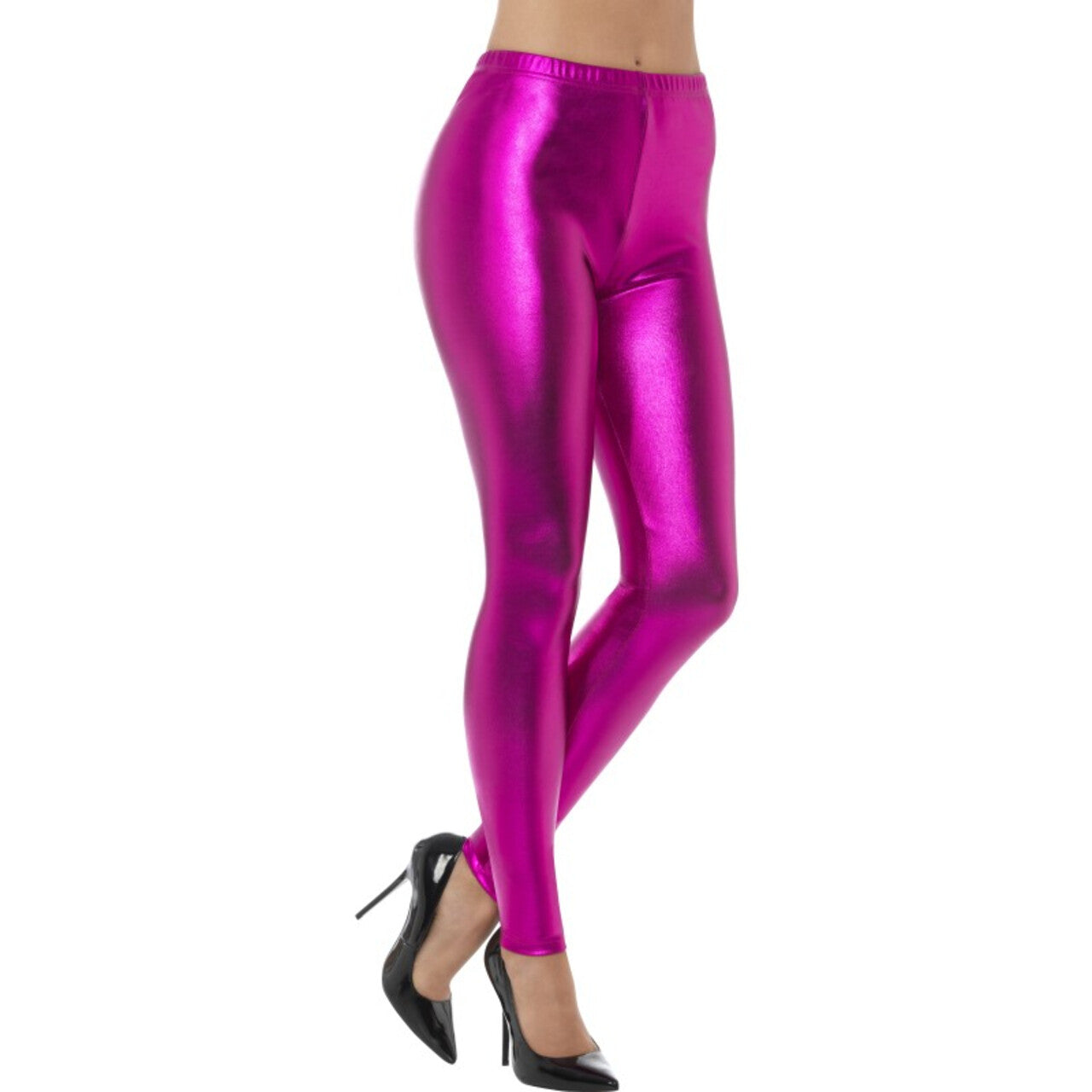Op deze afbeelding zie je een Kostuums, van het merk Smiffy's. Metallic Disco Legging Paars Vrouw